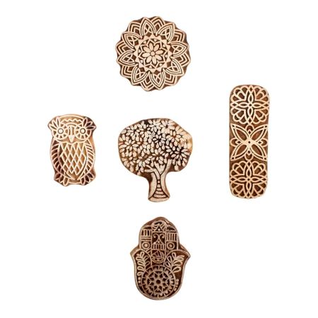 Set of 5 Piece New Mix Wooden Printing Block